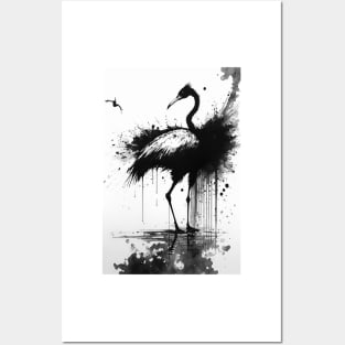 Flamingo Ink Painting Posters and Art